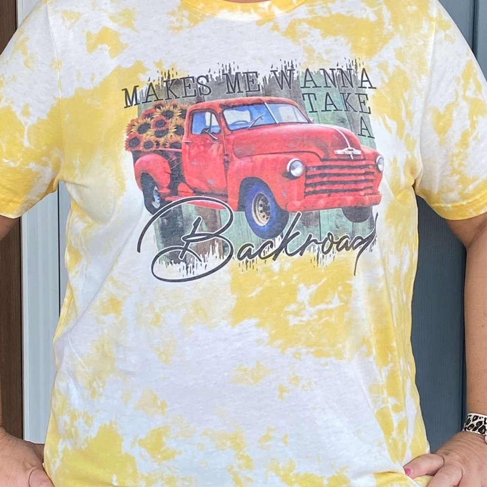 Back Roads Truck Custom Bleached T-Shirt